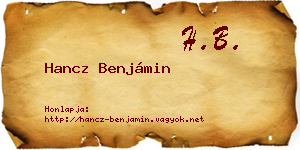 Hancz Benjámin névjegykártya